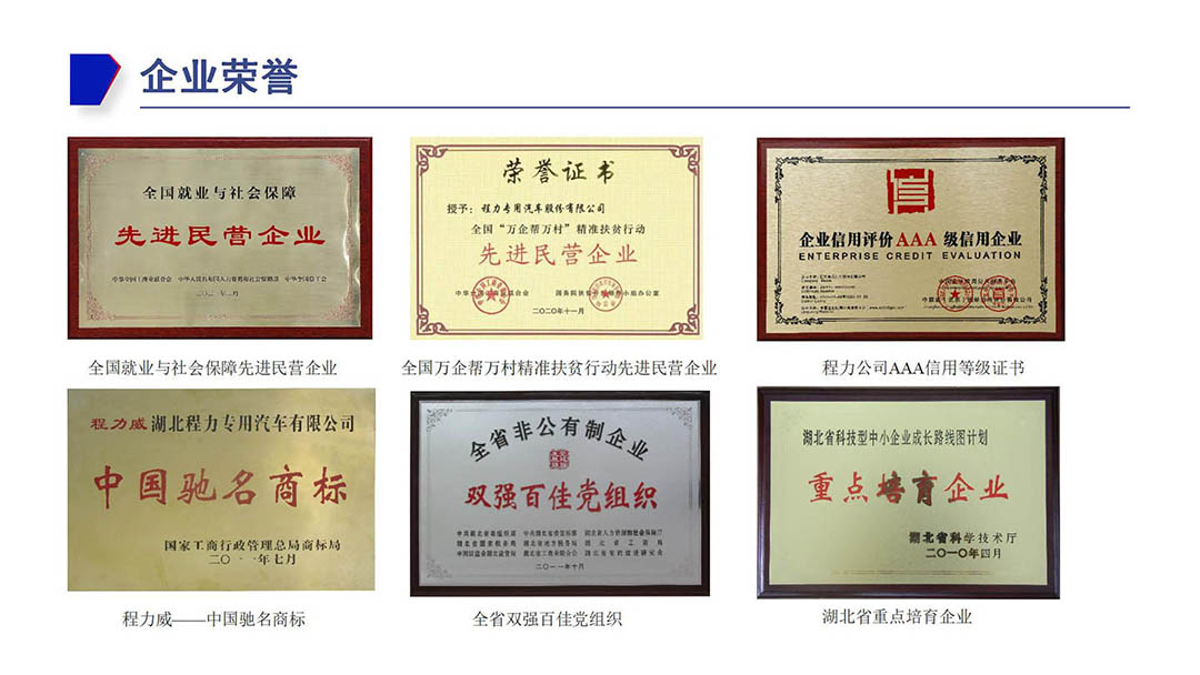 程力企業榮譽證書